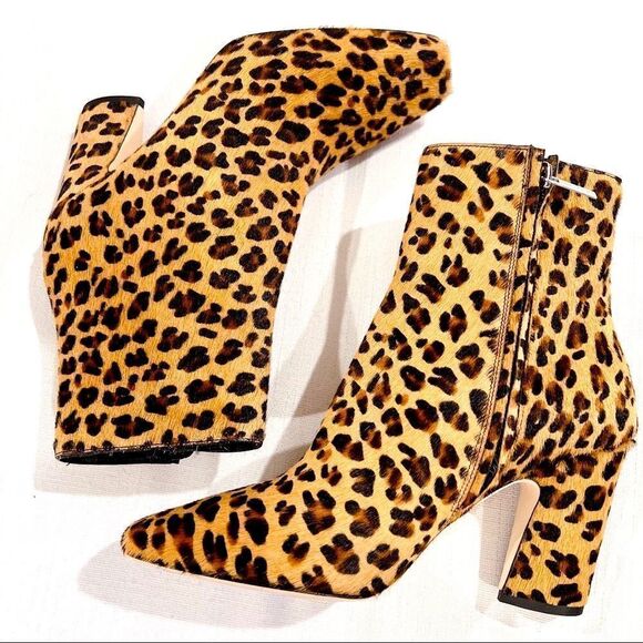 Jimmy Choo Mirren Square-Toe Leopard-Print Leather Ankle Boots 38 - Picture 1 of 7